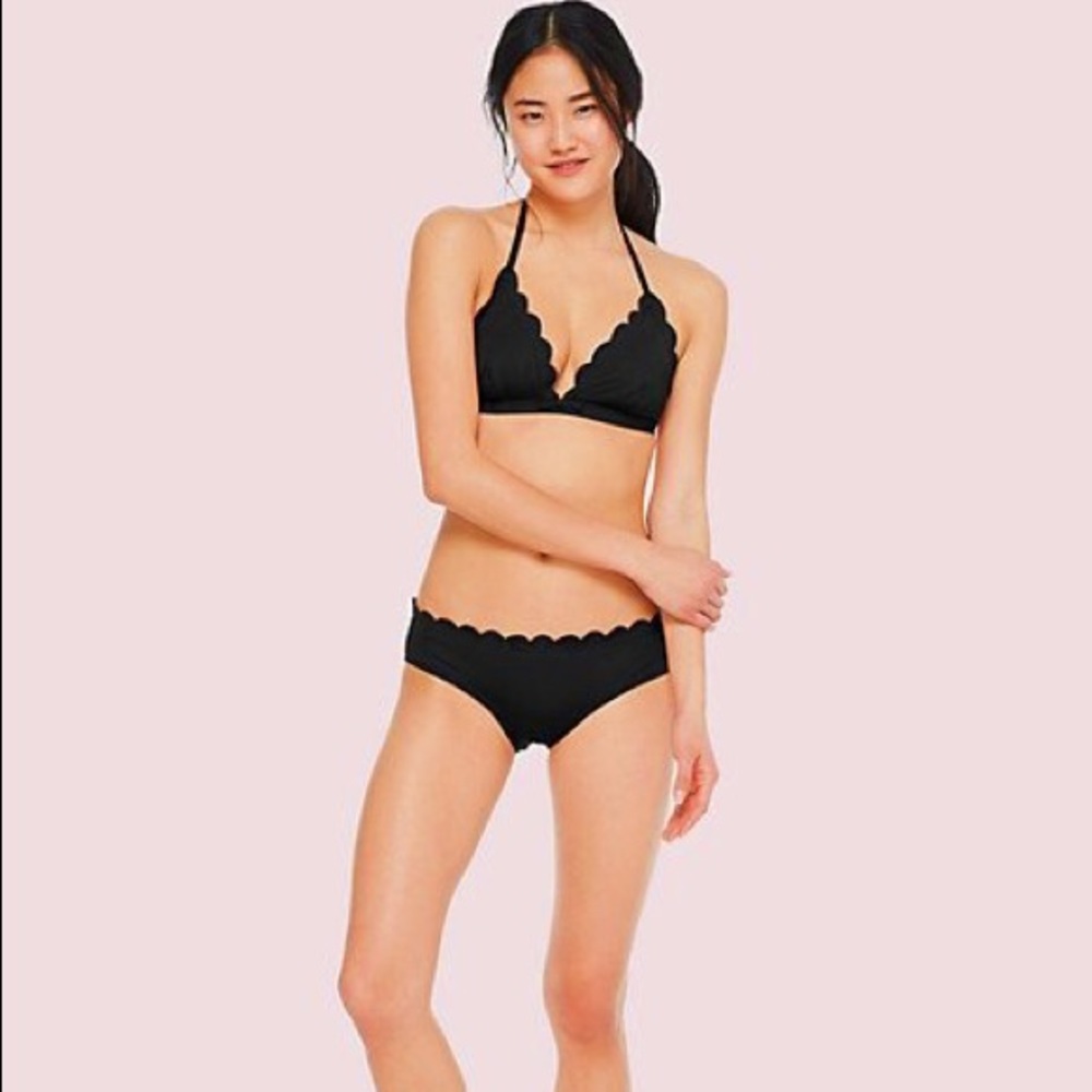 KATE SPADE Scalloped Bikini Swim NWT SIZE Extra Small Black